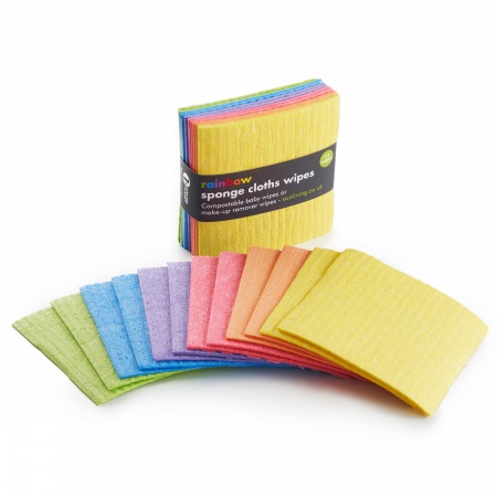 12 Rainbow Sponge Cloths Wipes