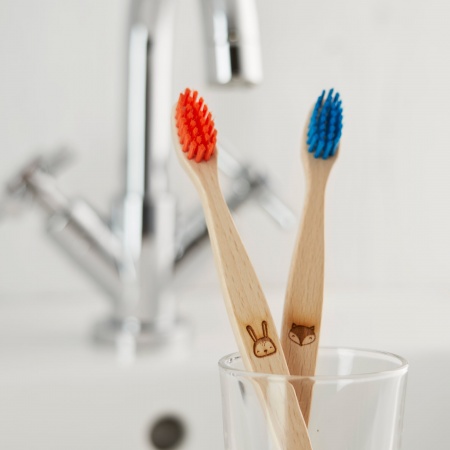 Kids 100% Plant-Based Beech Wood Toothbrush - Fox (FSC 100%)