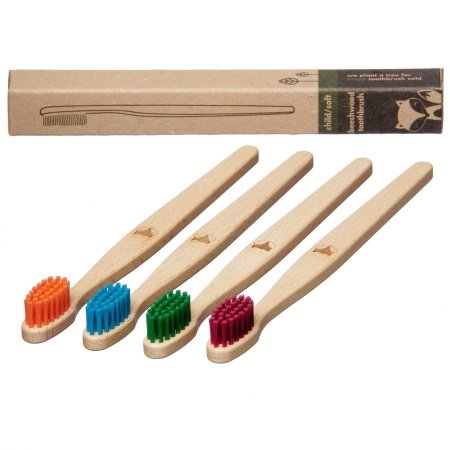 Kids 100% Plant-Based Beech Wood Toothbrush - Fox (FSC 100%)