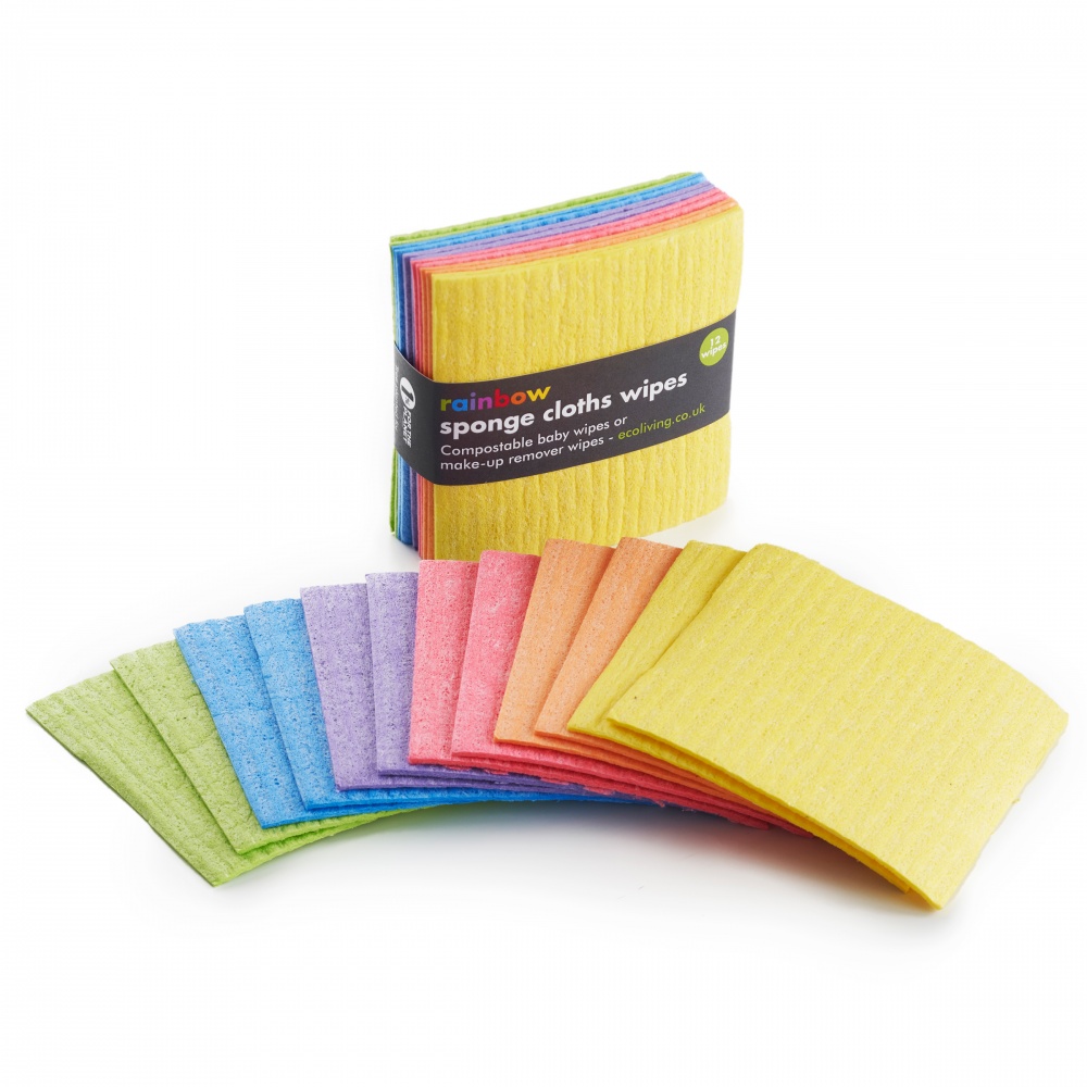 12 Rainbow Sponge Cloths Wipes