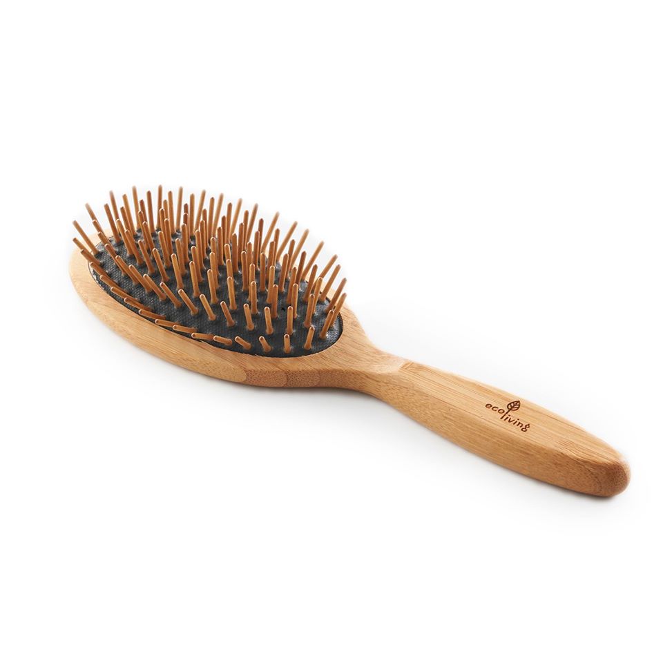 Bamboo Hairbrush - With Wooden Pins (Oval-Black) (FSC 100%) . uk