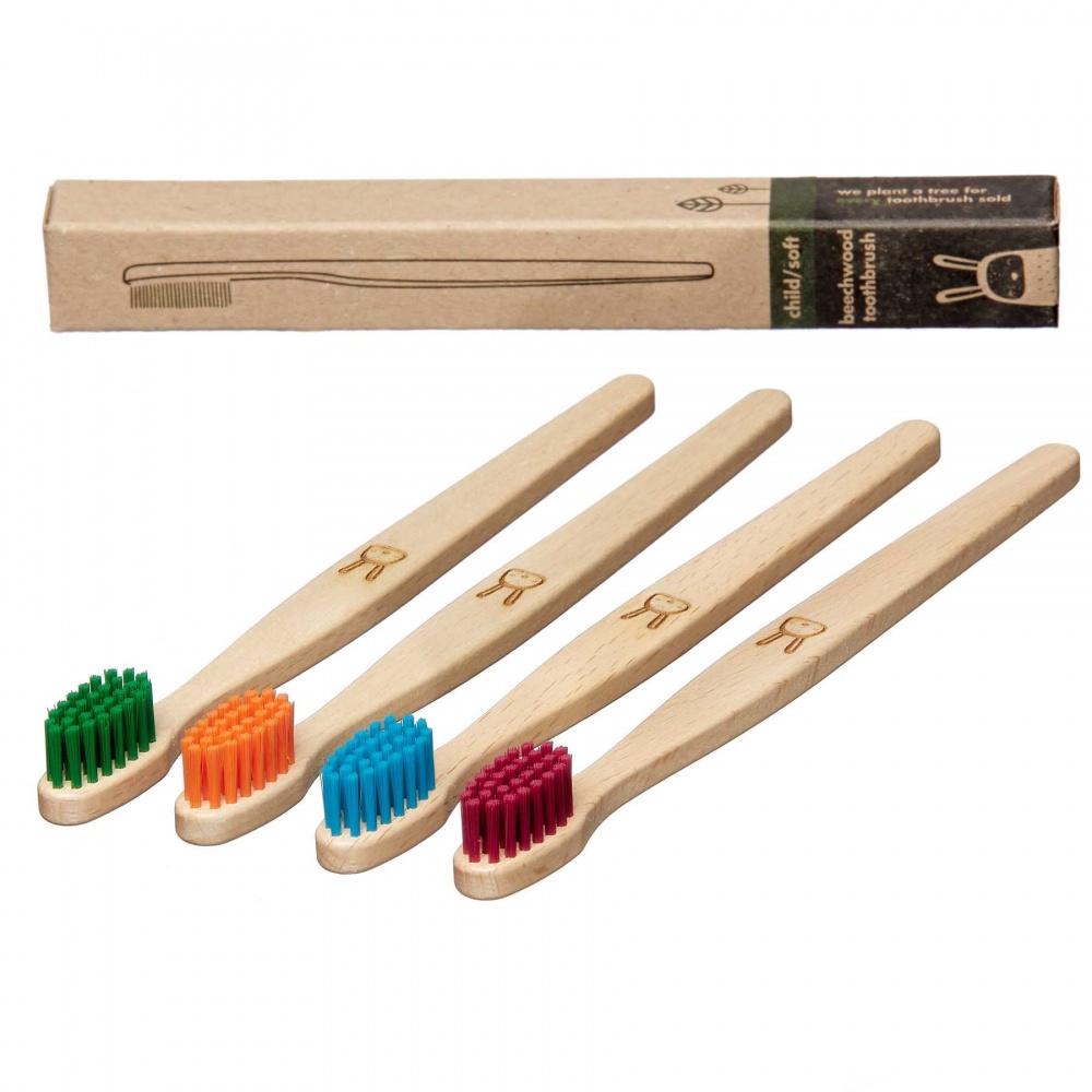 Kids 100% Plant-Based Beech Wood Toothbrush - Rabbit (FSC 100% ...