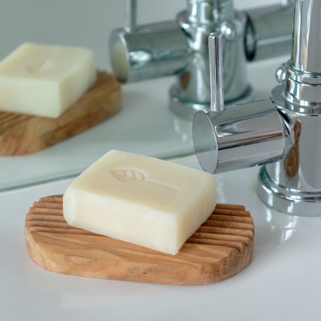 Olive Wood Soap Dish - Oval with Grooves