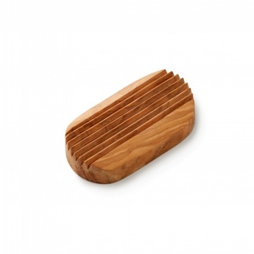 Olive Wood Soap Dish - Oval with Grooves