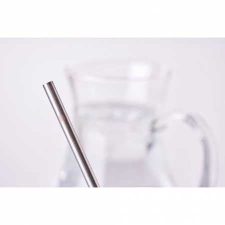 5 Stainless Steel Smoothie Straight Drinking Straws with Plastic-Free Cleaning Brush & Organic Carry Pouch